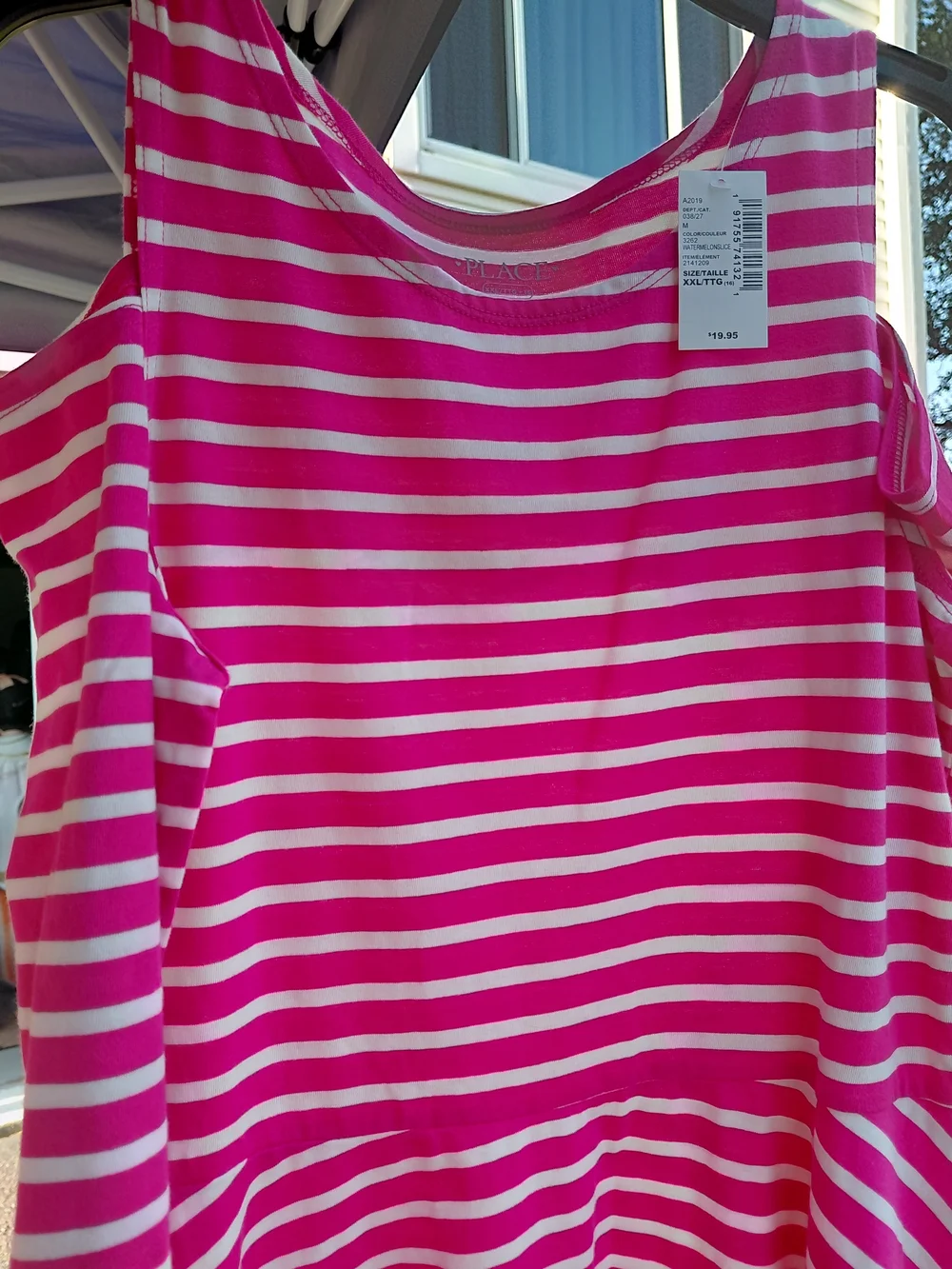 The Children's Place Pink and White Striped Cold-shoulder  Dress